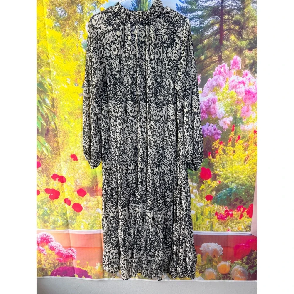 Aqua Paisley Tiered Boho Maxi Dress Size M